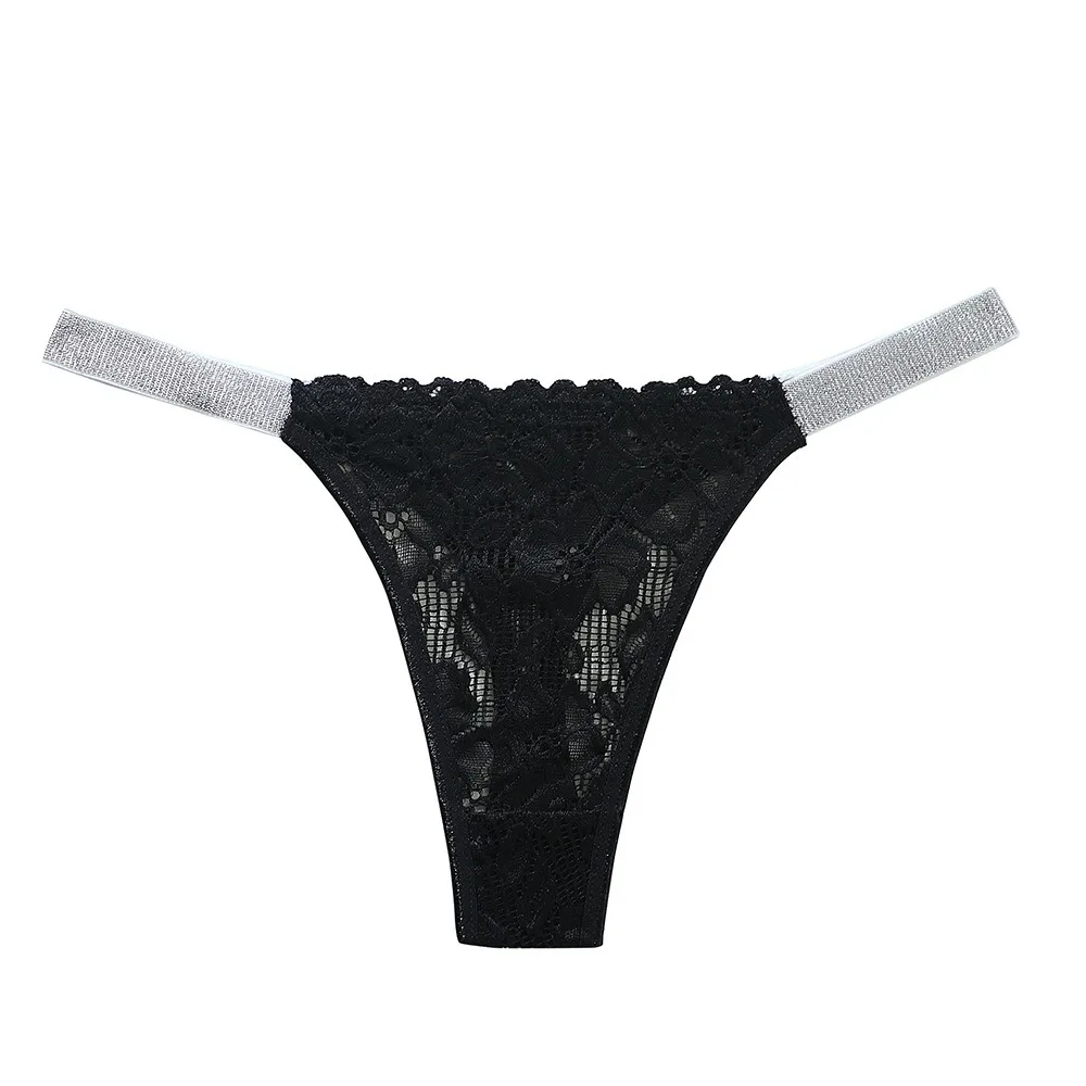 Ins Crystal Lace Flower Panties Mid Waist Transparent Rhinestone Thong Underpants Female Underwear Mesh Briefs Girl