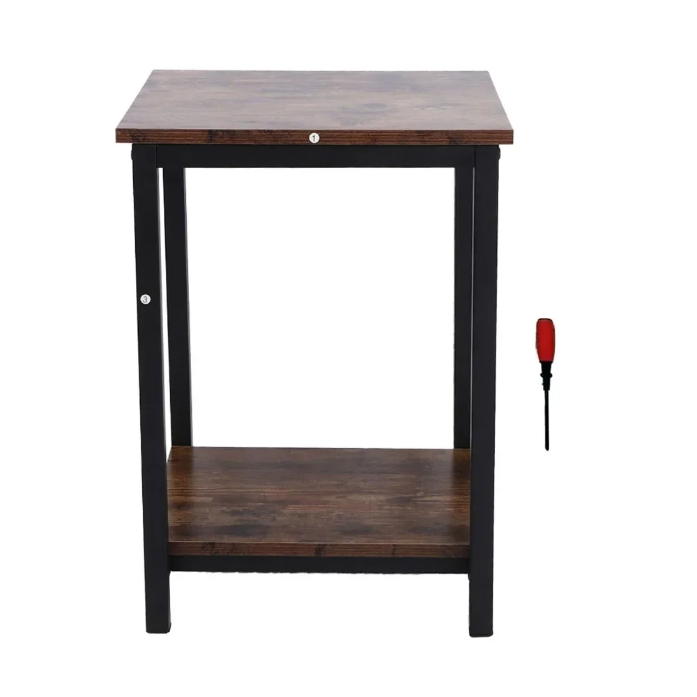 

Simple Double Layer Storage Cabinet Side Industrial Coffee End Table for Living Room Bedroom