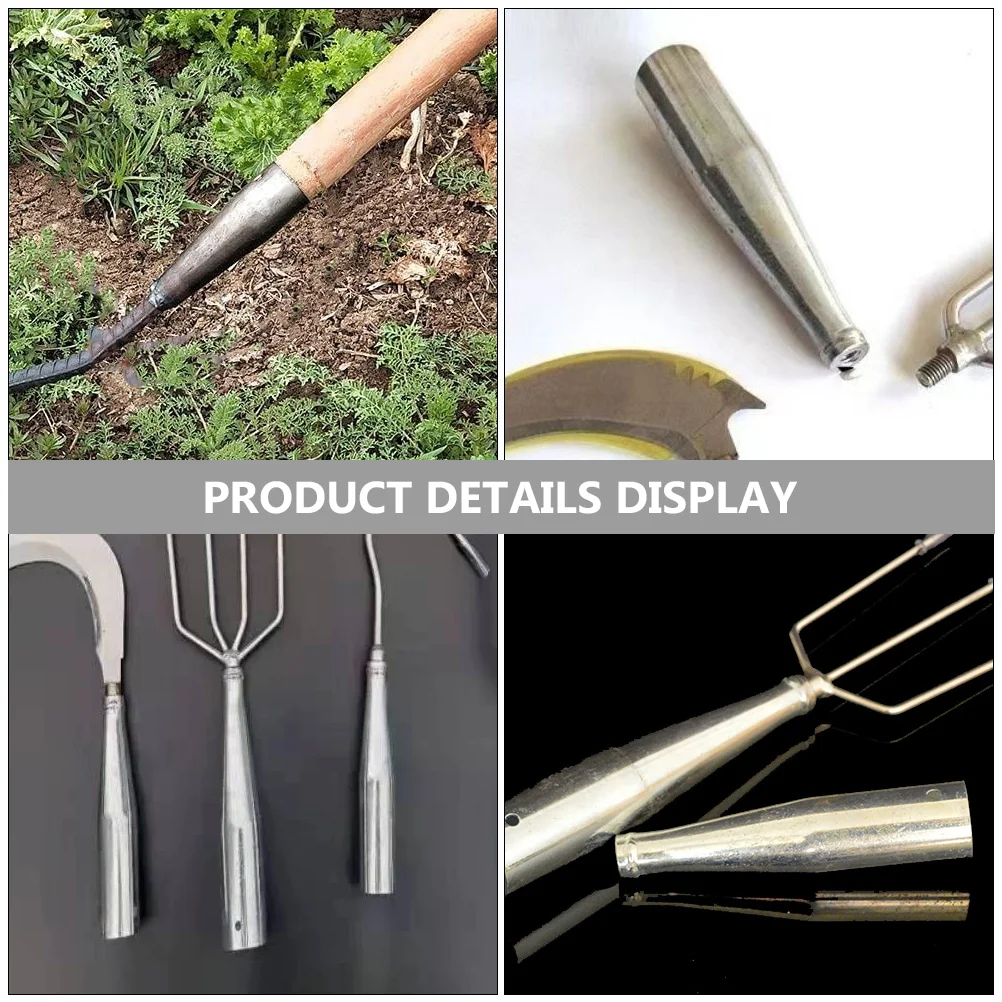Adaptador de arpón con mango de madera, cabezal de conversión de Metal en palo, herramienta de jardinería (enlace pequeño), accesorio de agarre, 2 uds.