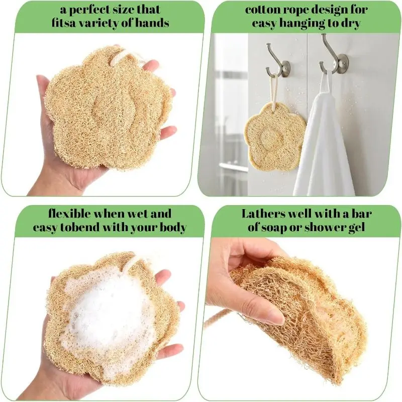 

Natural Loofah Cartoon Bath Towel Double Layer Thickened Dish Towel Children Shower Scrubber Kitchen Cleaning Cloth Tool 2PCS