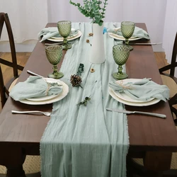 Sage Green Gauze Wedding Table Runner,Long Size Event Design,Farmhouse Decor,Perfect for Birthday Party Arch Home Kitchen Decor