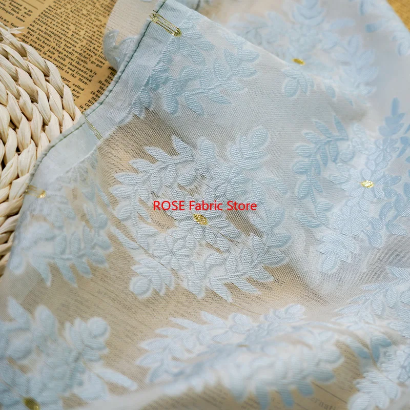 1 meter Slightly Transparent Jacquard Organza Fabric Spring Summer Flower Dress Skirt Shirt Decorative Sewing Fabric