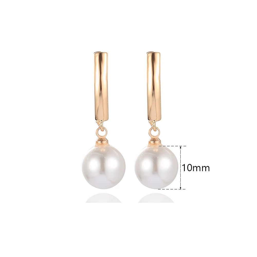 Chic 585 Rose Gold Color Earrings For Women Girls White Pearl Drop Dangle Earrings Party Wedding Jewelry Gifts Wholesale DGE360