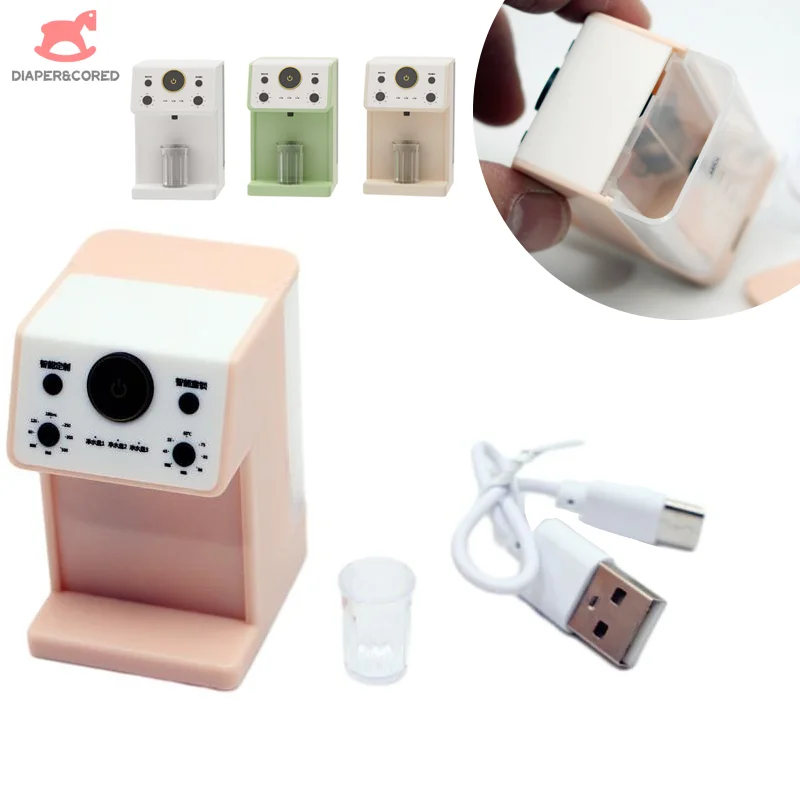 

1pcs 1:12 Dollhouse Miniature Usable Desktop Water Dispenser With Charging Cable Furniture Appliances Model Decor Toy