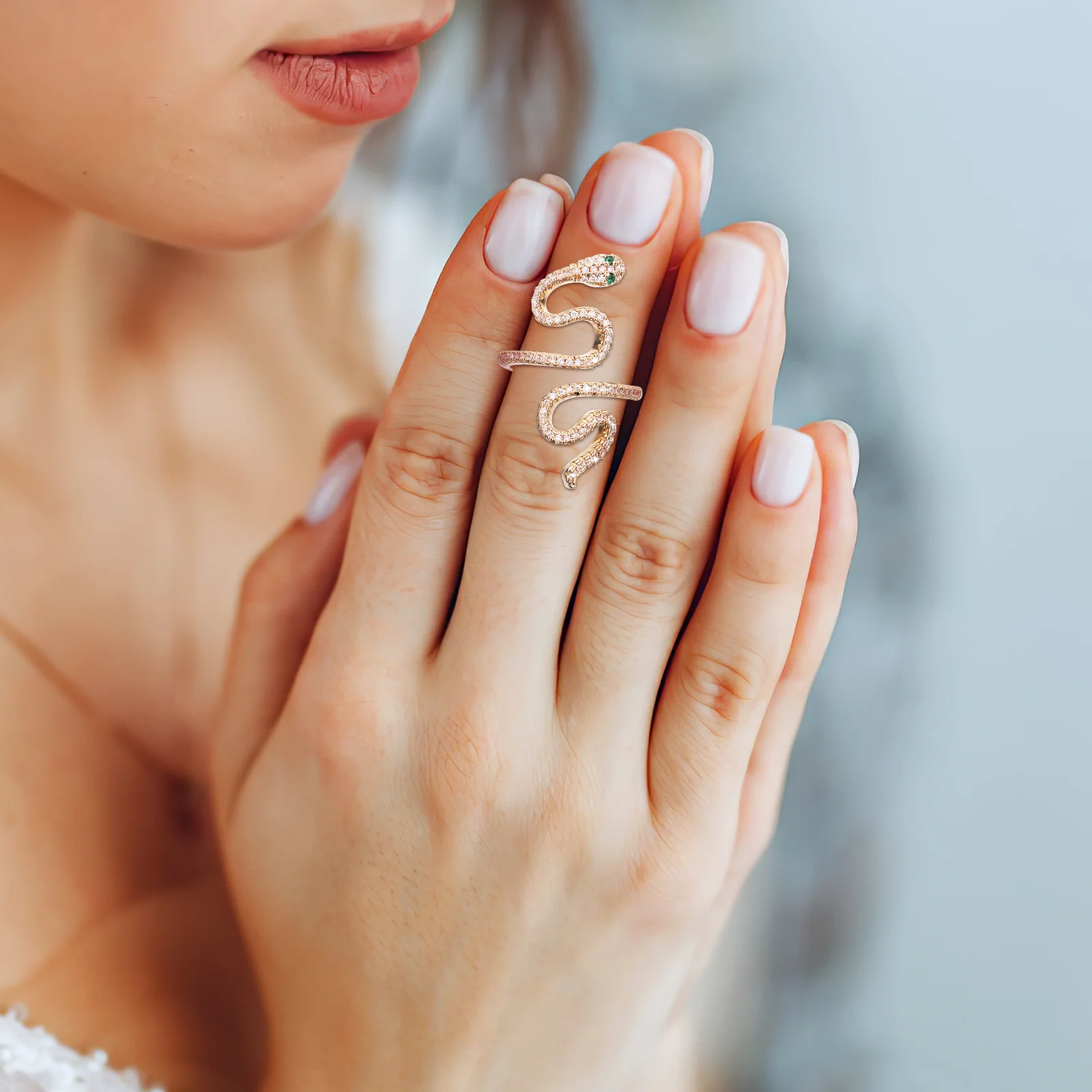 

2 pcs Snake Ring Unique Design Durable Metal Smooth Comfortable Fit Stylish Opening Finger Ring For Women Men Gothic Halloween