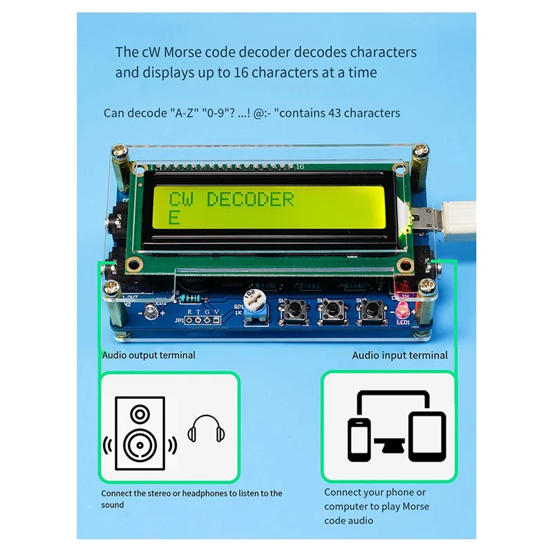 HRBAJ-Buku Cadang Pelatih Dekoder Kode Morse HU-069B CW Yang Ditingkatkan Baru Kit Latihan Pengelasan Papan Sirkuit DIY Elektronik