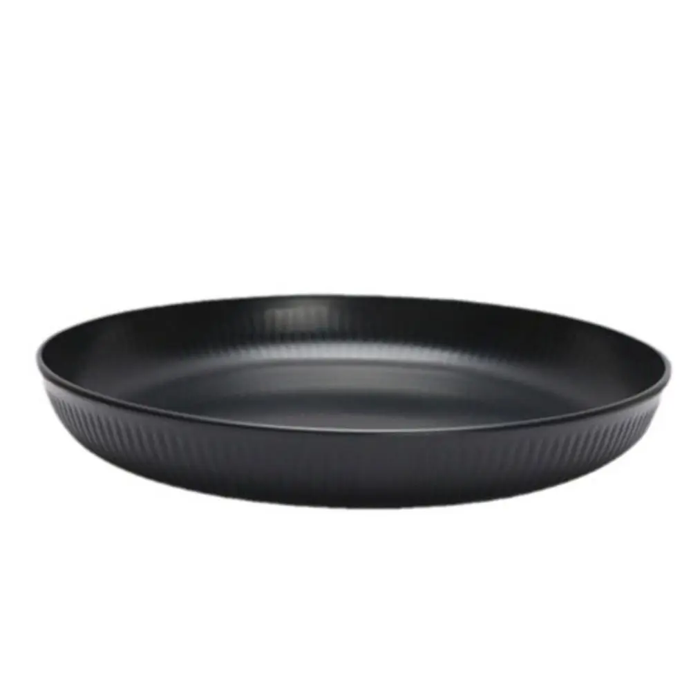 

3pcs/set Kitchen Supplies Plastic Black Tableware Set Vertical Stripes Anti-fall Cutlery Set Plate/Bowl/Cup Outdoor