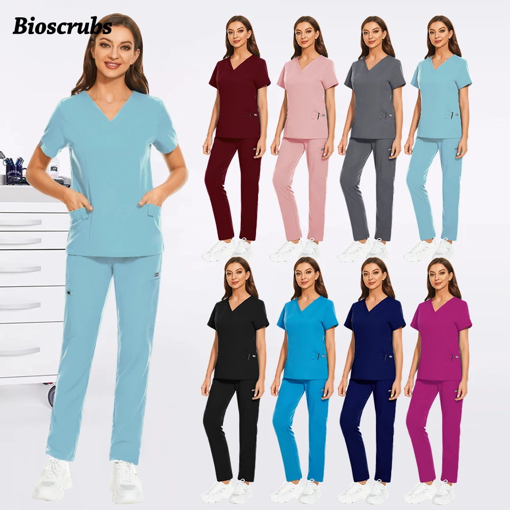 ドクターナース臨床制服ストレッチセットポケット医療手術服医療サービストップパンツ美容ペットショップラボ作業服