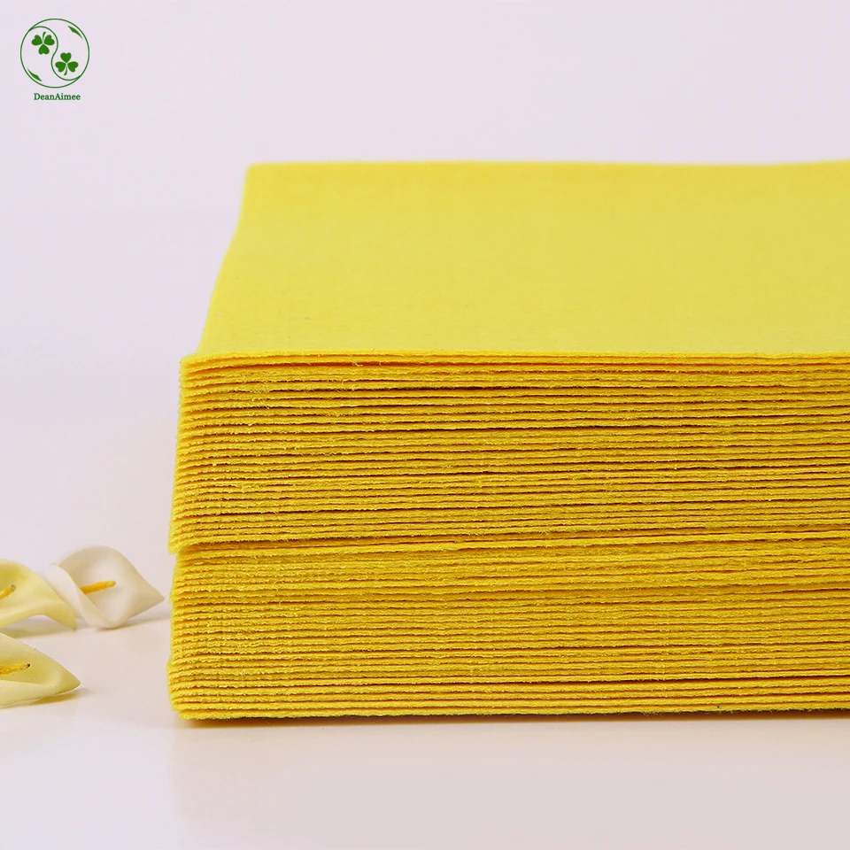 10Pcs Pure Colour DIY Felt Fabric Yellow Color 30X30CM 1mm Plain Felt Cloth Pack DIY Craft Sewing Squares Nonwoven Patchwork