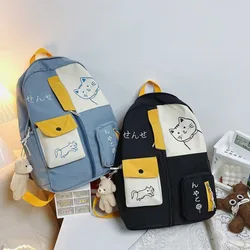 Cute Cartoon Cat Women's Backpack Nylon Waterproof Travel Backpack Large Capacity Schoolbag Students