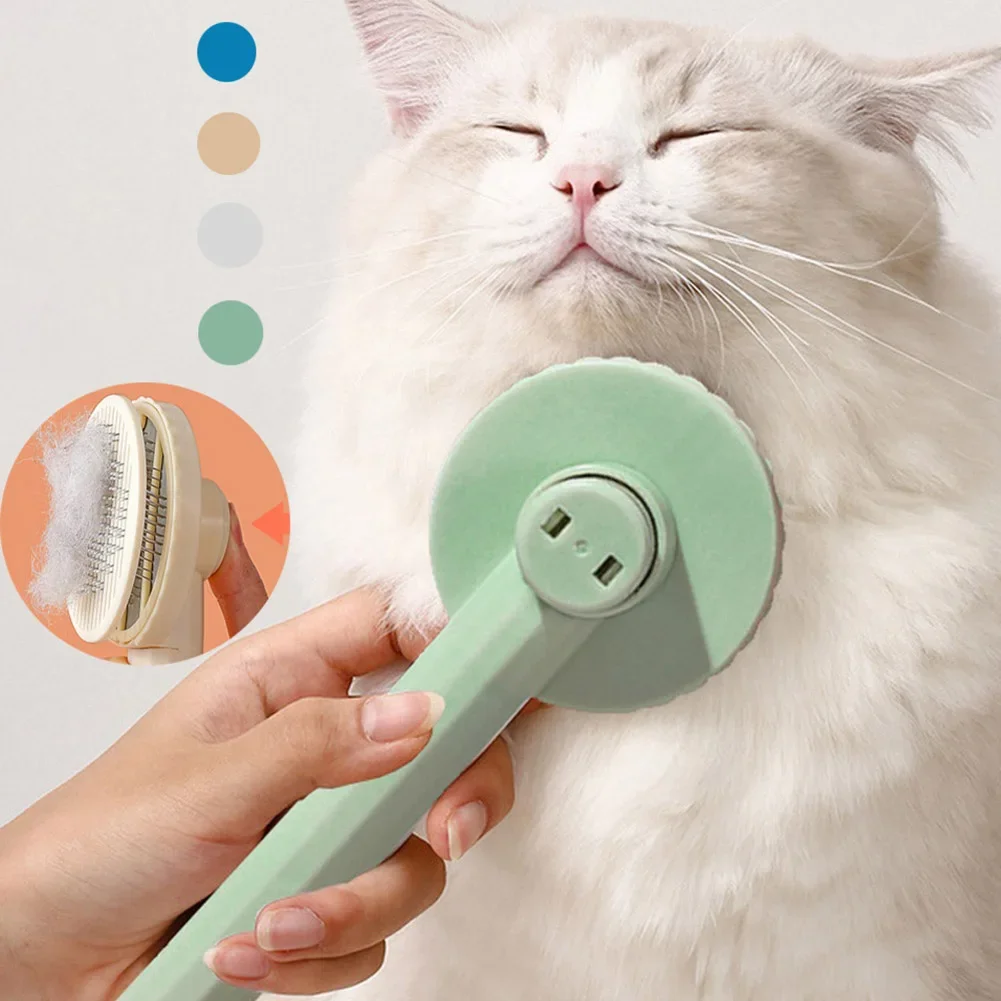 Pet Cat Brush Cat Comb Pet Grooming Comb Automatic Cats Hair Brush Self-Cleaning Slicker Brush For Dogs Cats Cat Accessories