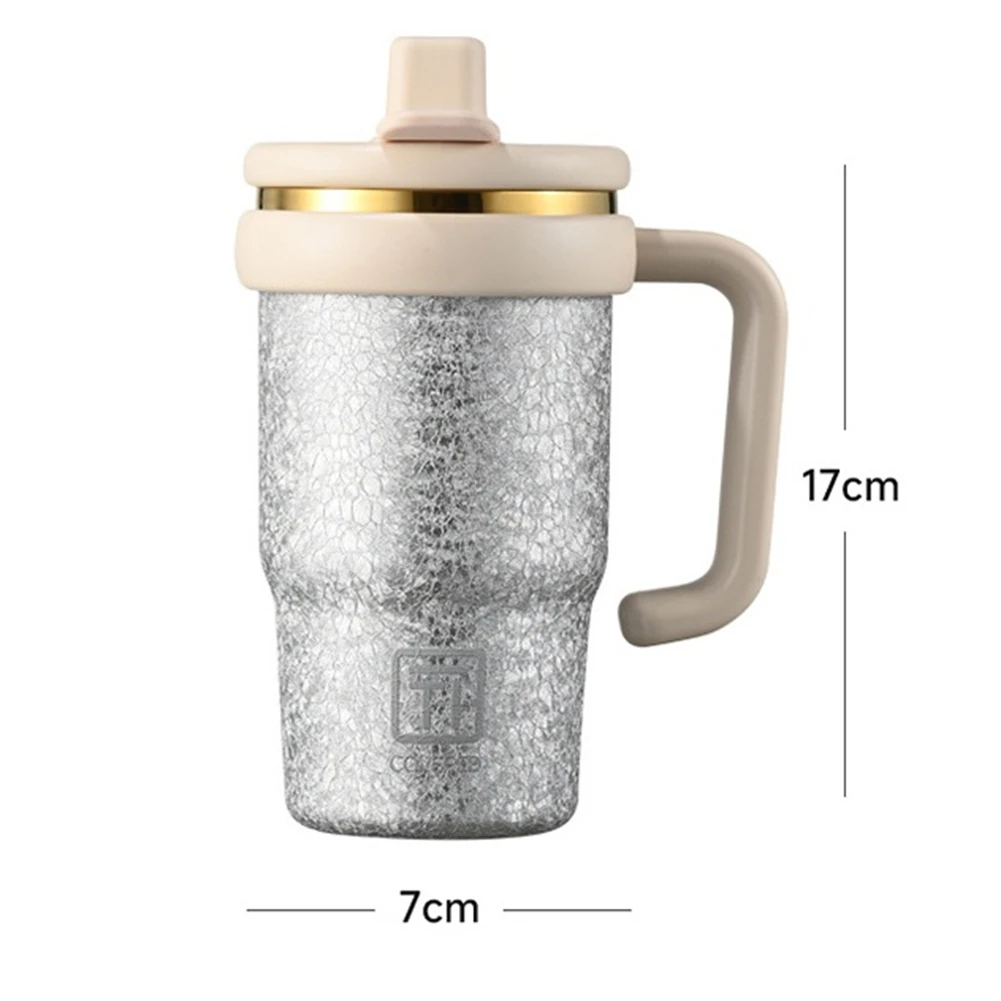 ABLK Cangkir Termos Titanium Bunga Es Kapasitas Besar Musim Panas Cangkir Air Minum Ganda Cangkir Es Portabel