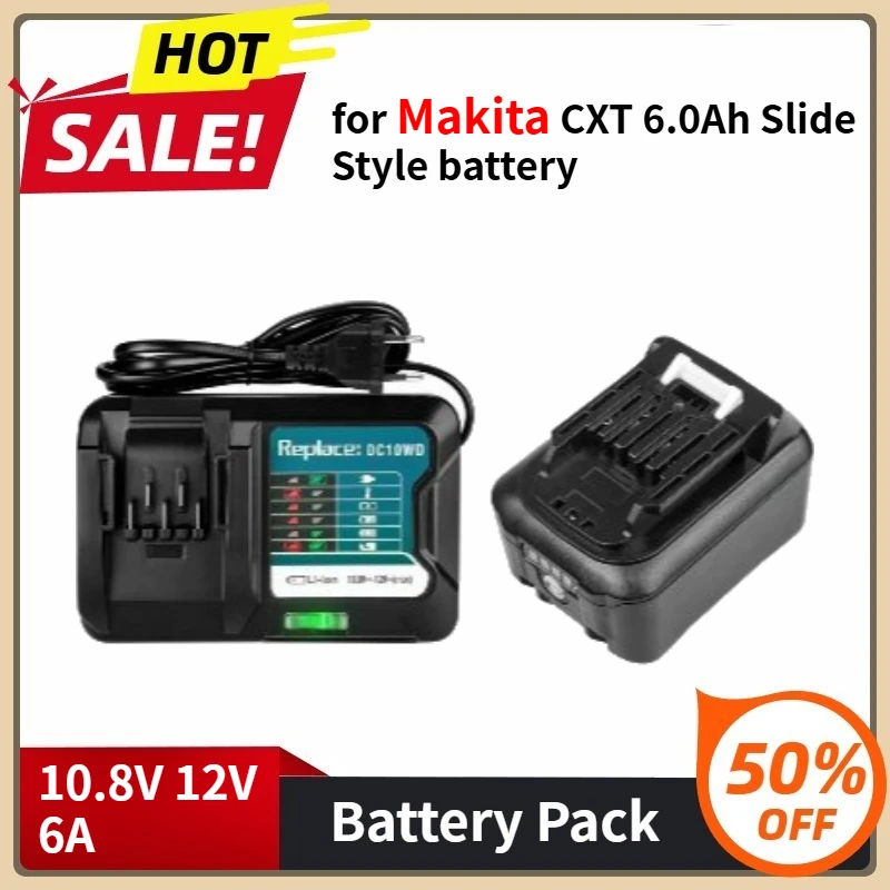 

Rechargeable Replace Li-Ion Battery for Makita CXT 6.0Ah Slide Style BL1040B BL1015 BL1020B BL1020 BL1016 10.8V 12V 6A Battery