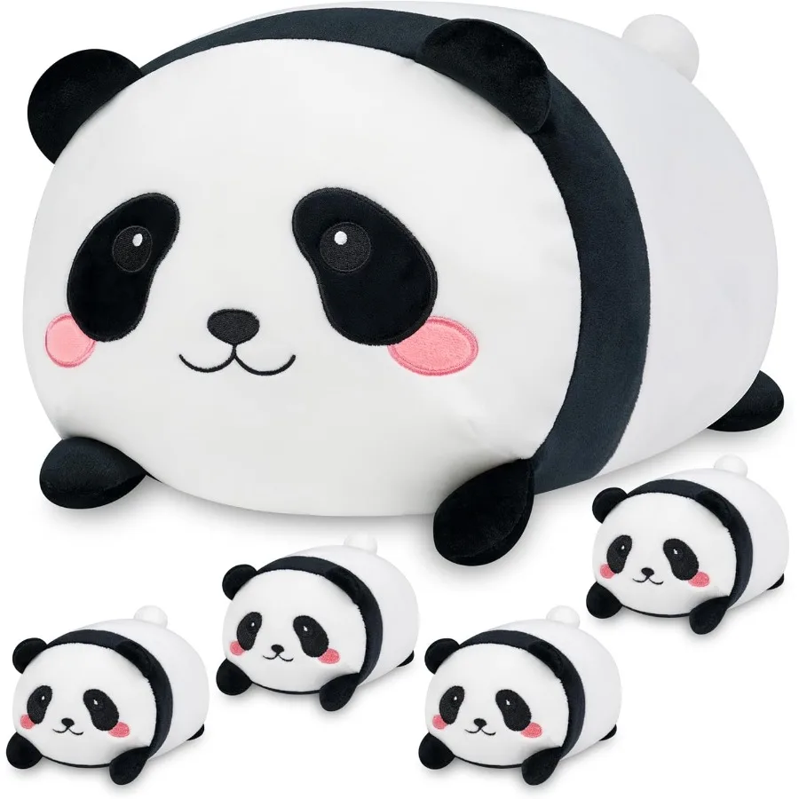 

Panda Plush Stuffed Animal Set with 4 Baby Pandas Soft Stuffed Toy Pillow Cute Birthday Gift for Boys Girls