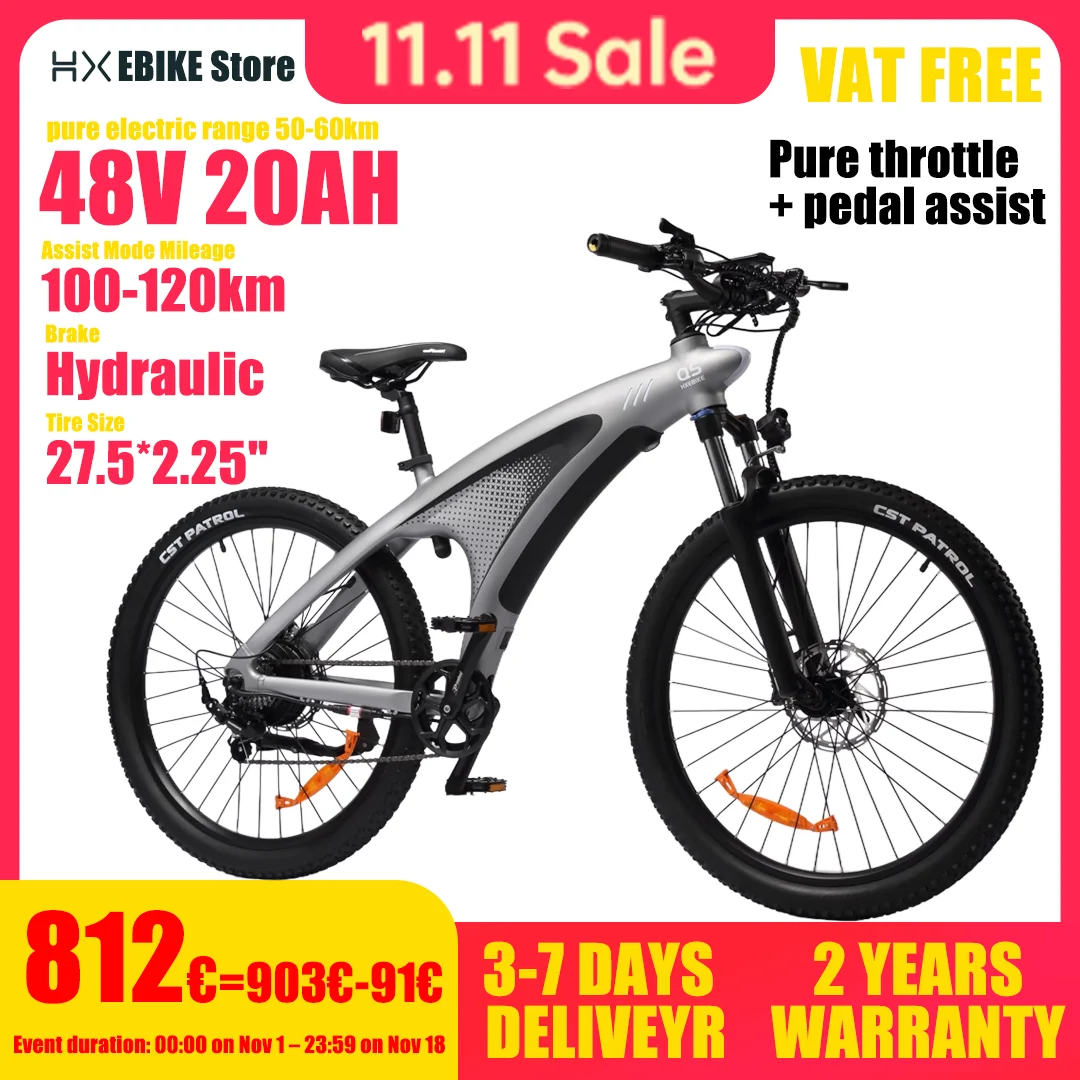 HX Q5 Erwachsenen-E-Bikes Elektrofahrrad 48V20AH E-Bikes Elektrisches Dirt Bike Elektrofahrrad 85N.M Mountain E-Bike 27,5'*2,25' Offroad-Reifen