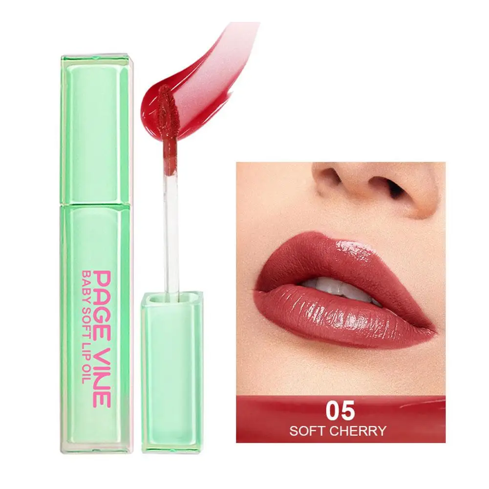 Página videira hortelã verde tubo quadrado esmalte labial dentado espelho vermelho cor boca para longa cor labial 3ml batom fácil duradouro r3o5