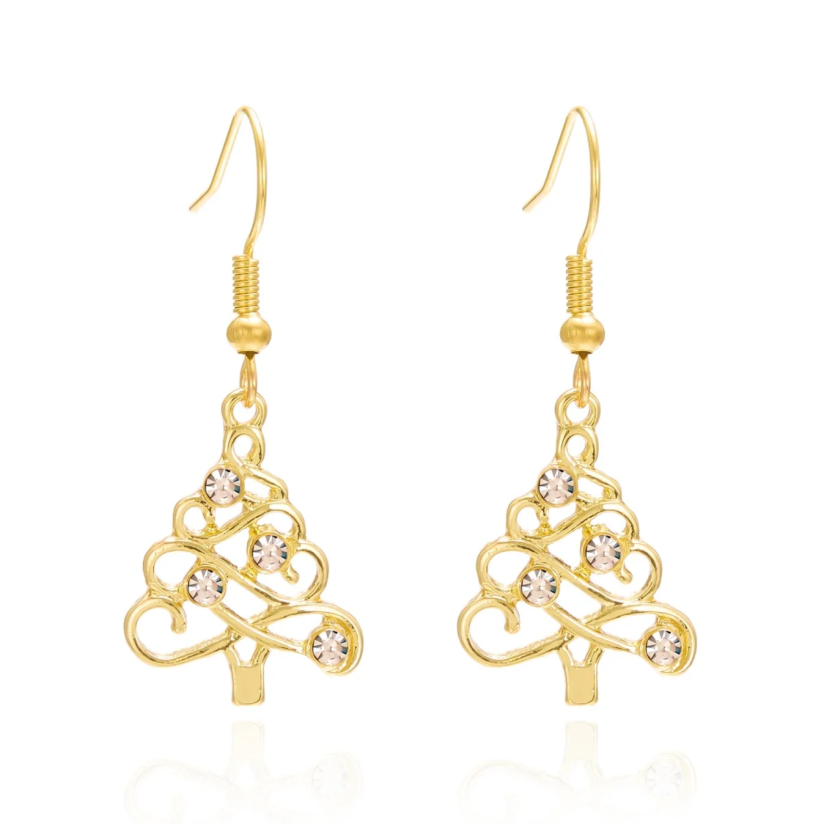 الحد الأدنى حجر الراين الجوف شجرة عيد الميلاد إسقاط أقراط الكلاسيكية العصرية شجرة عيد الميلاد استرخى القرط للنساء الرجال عطلة المجوهرات