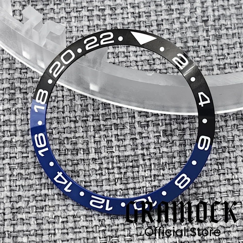 Gramock جودة عالية 35.4 مللي متر * 29 مللي متر أسود/أزرق/أخضر السيراميك المنحدر ساعة الحافة إدراج صالح 38 مللي متر الفرعية ساعة