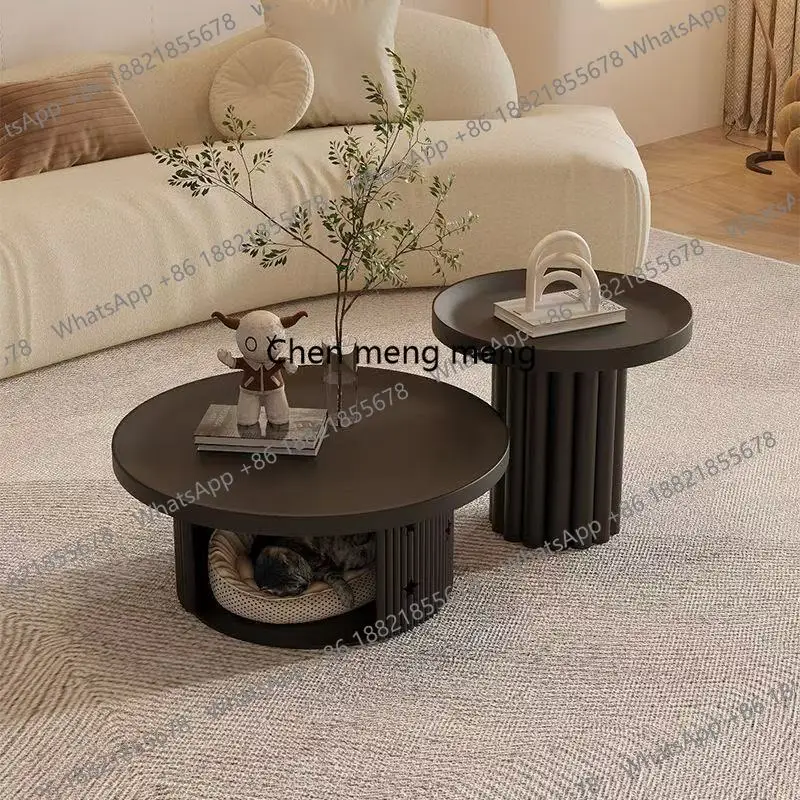 

Retro small round table light luxury small apartment small round table home creative combination coffee table