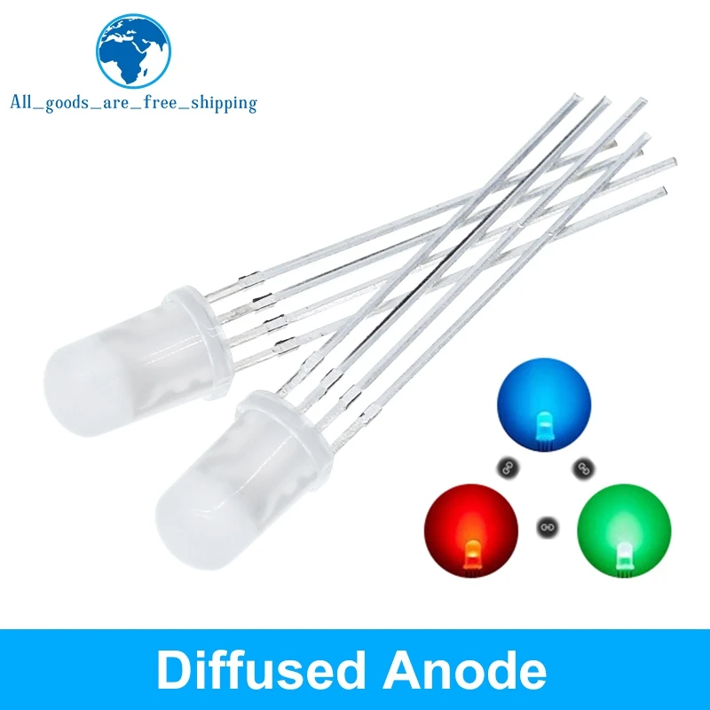 10/20/50/100pcs 5mm RGB LED Common Cathode / Common Anode Tri-Color Emitting Diodes f5 RGB Diffused / Transparent Highlight 