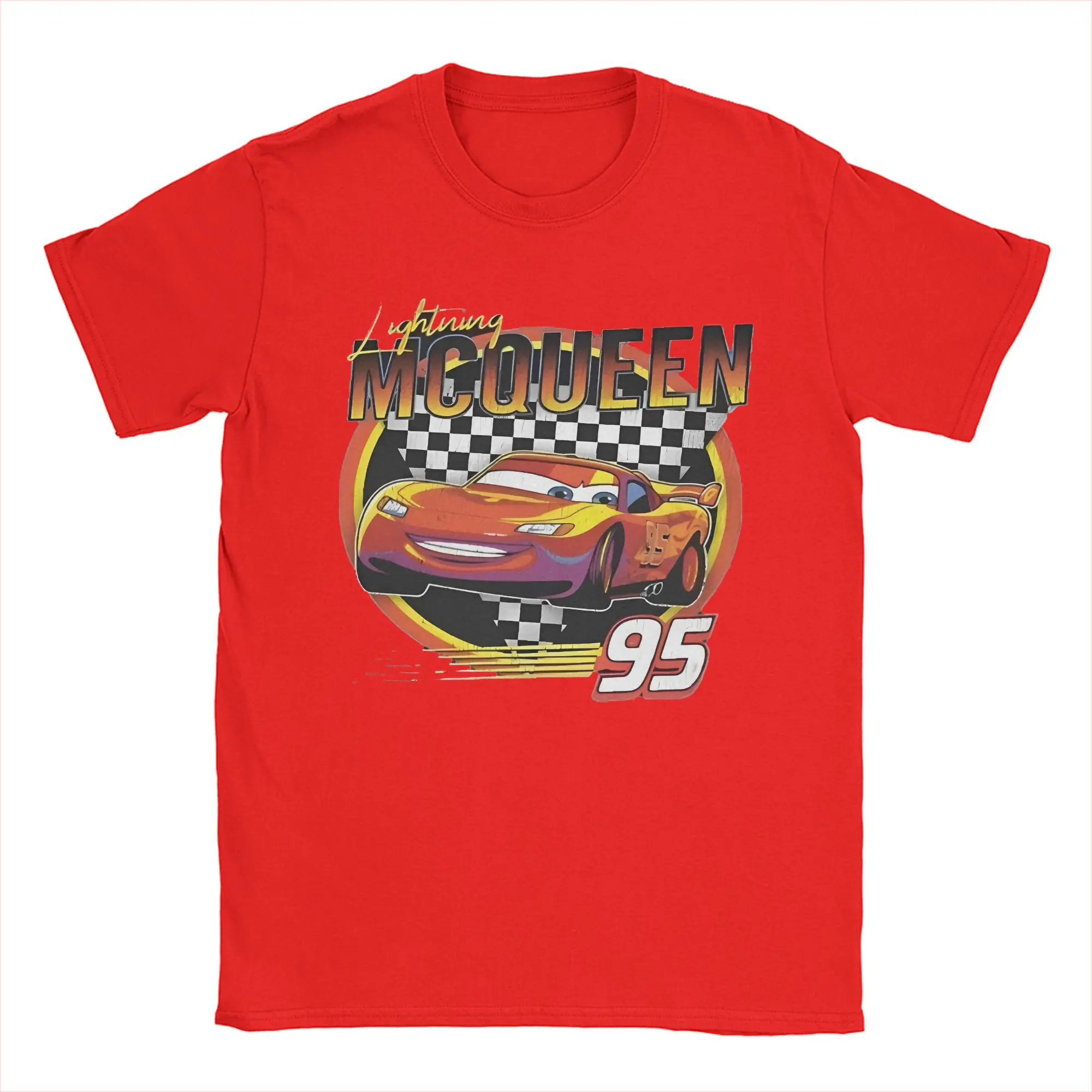 Lightning Cars T-Shirt Men Women  Crazy Cotton Mcqueen  Tees Round Neck Short Sleeve T Shirt Plus Size Clothes