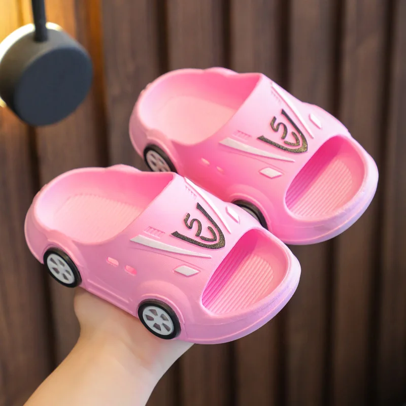 Kids\' Slippers 2024 Summer Indoor Cartoon Car Girls Shoes Soft Anti-slip Boy Home Non-slip Shoes Baby Fashion Outdoor Slippers