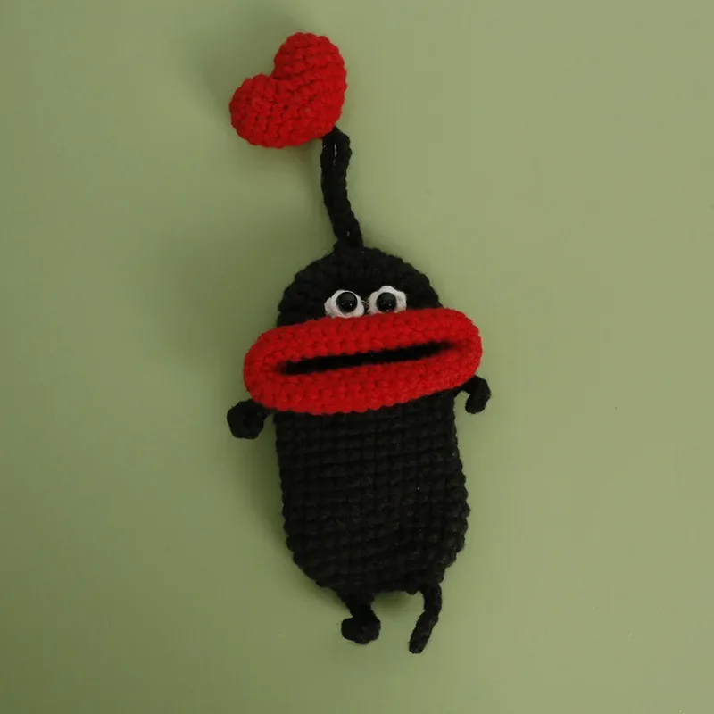 Cute Cartoon Hand-woven Sausage Mouth Key Bag DIY Wool Crocheted Earphone Bag or Car Pendant