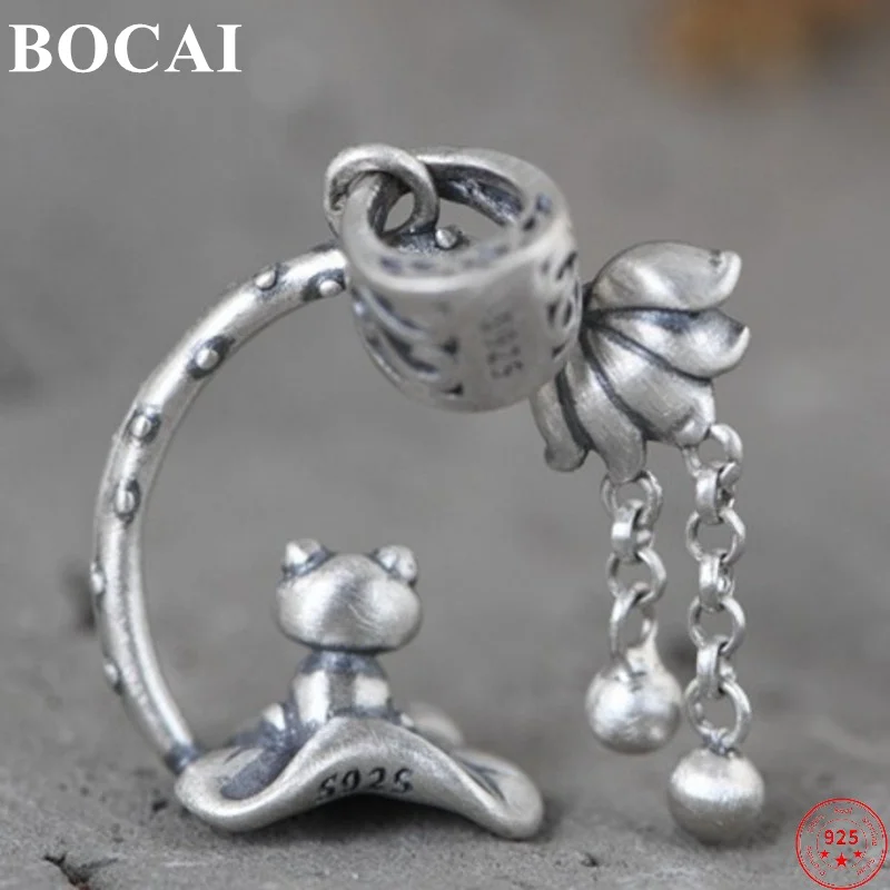 BOCAI Solide Sterling Silver S925 Pendants for Men Women New Fashion Retro Frog Lotus Tassel Jewelry Free Shipping