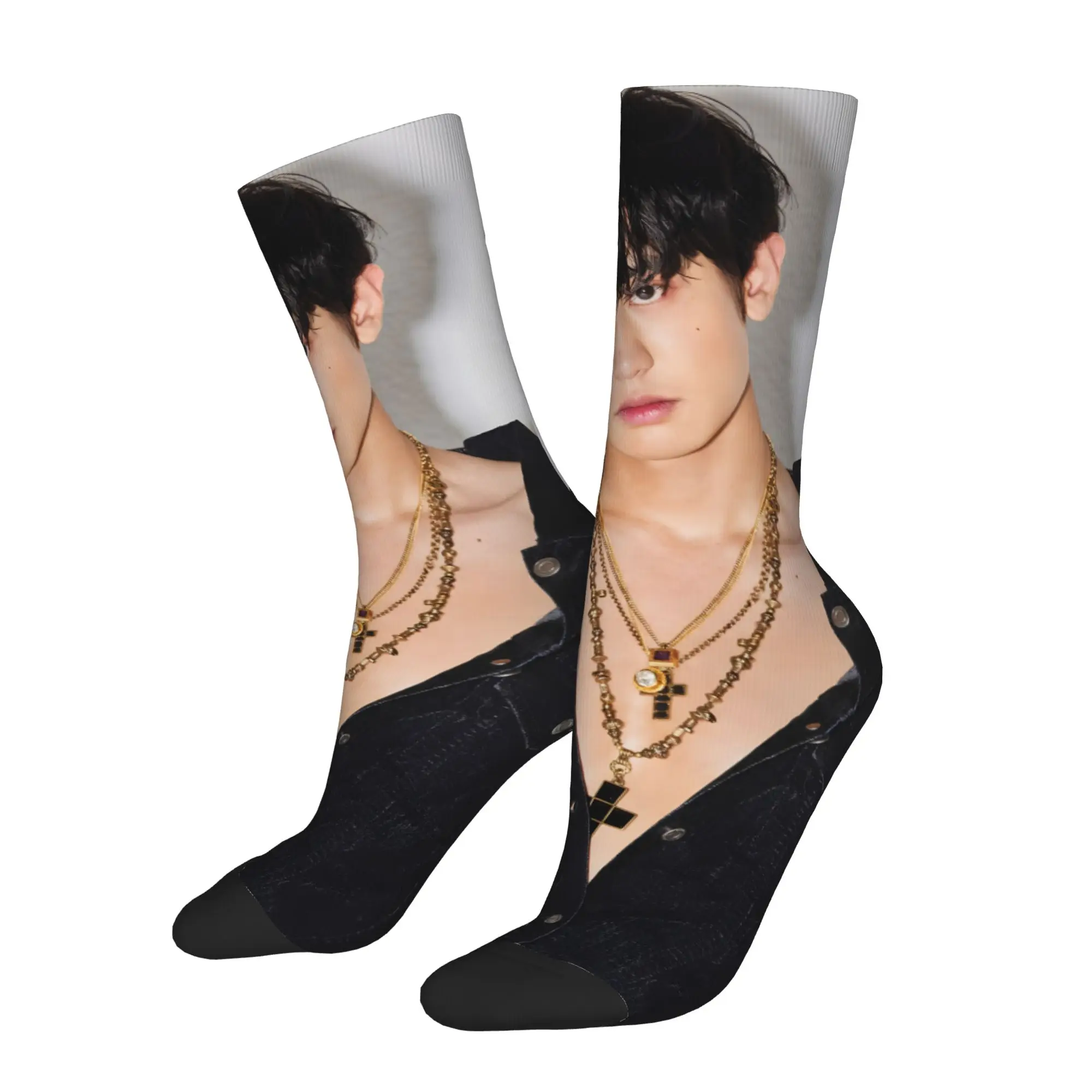 1 Pair Hip Hop Vintage Idol Chanyeol Star Crazy Men's Socks Unisex  Harajuku Pattern Printed Funny Novelty Happy Sock Gift