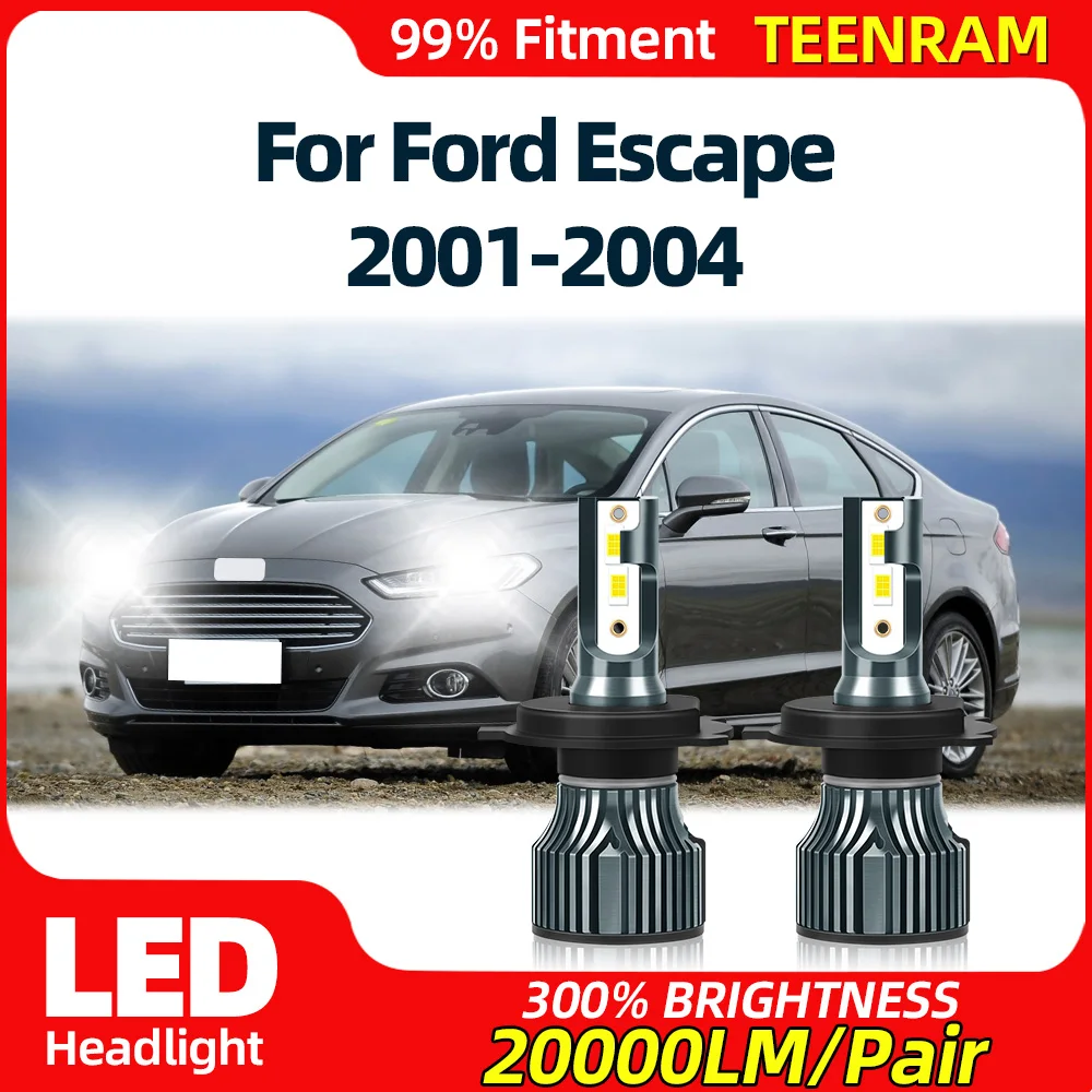 2x H4 Turbo Auto Head Lamp 20000LM CSP Car LED Headlight Bulb 6000K White Plug And Play For Ford Escape 2001 2002 2003 2004