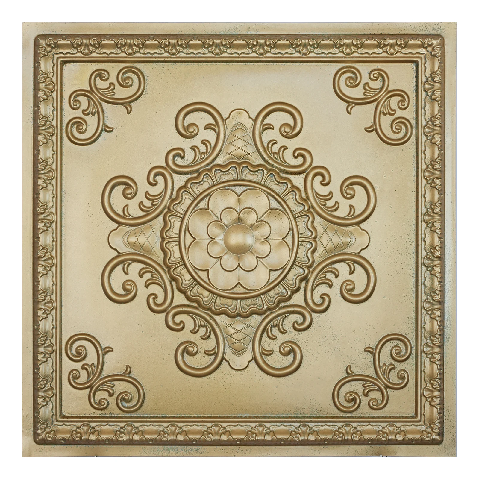 DIY metallic ceiling tile, Vintage wall panels, for Public house PL08 Brass verdigris 10pcs