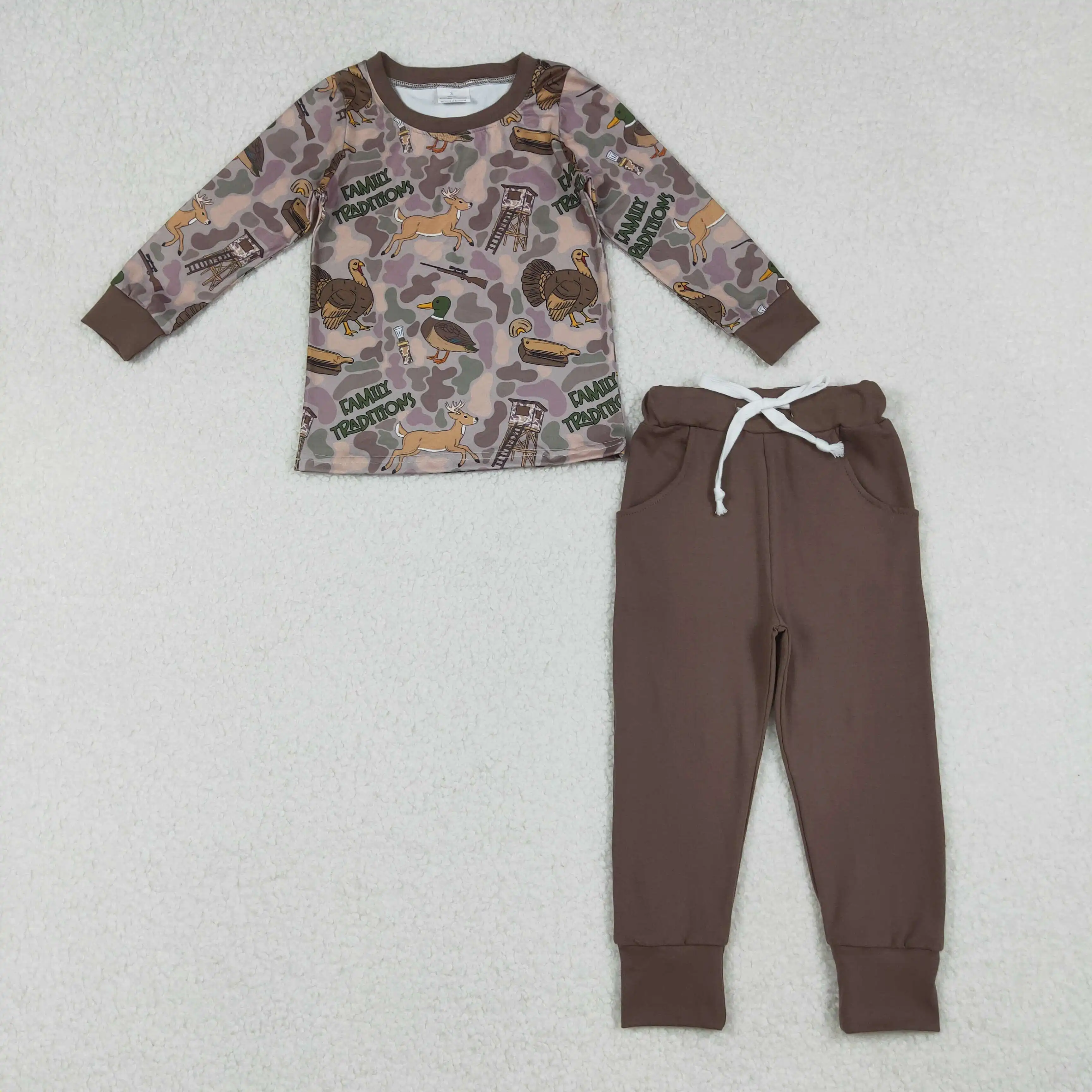 

9.26y Long-sleeved gray and white striped trousers suit Embroidered Christmas snowman Wholesale baby boy clothing blue
