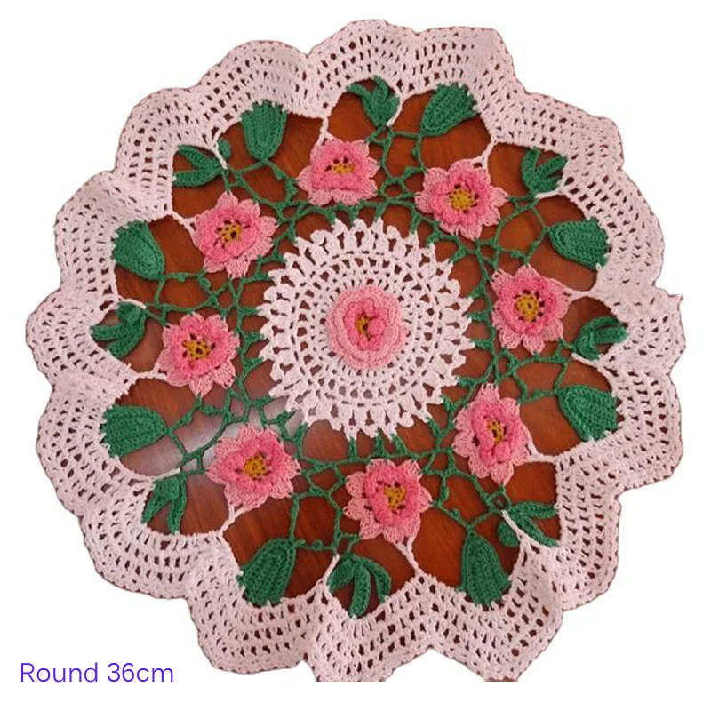 

NEW cotton round placemat 3D coaster Christmas flower Crochet table place mat cloth kitchen Table decoration and accessories