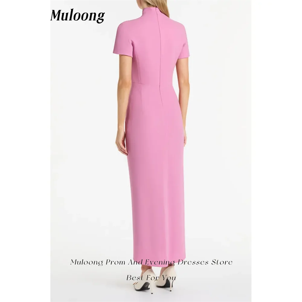 Muloong Purple Fitted Waterfall Midi Dress High Neck Timeless and Classic Luxury Evening Dress Zipper up  Evening Dresses