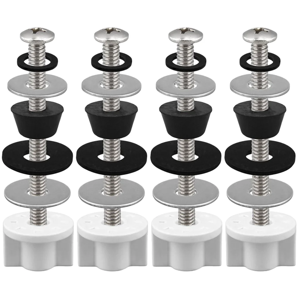 Stainless steel toilet hinge screw set 4 pcs for seat replacement designed for wear resistance and easier cleaning over time