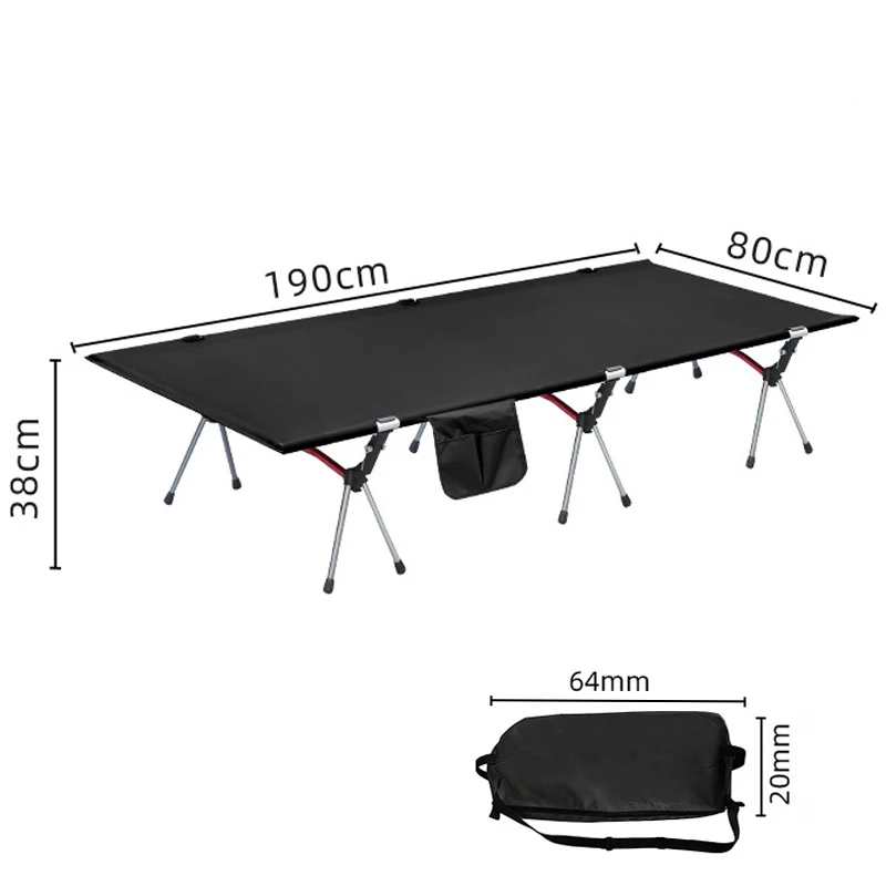 Lohascamping Campingbed 80cm Verbreed Ultralicht Draagbaar Hoog-Laag Dubbel Gebruik Opvouwbaar Rugzak Reizen Wandelen Slaapbed