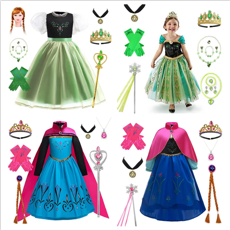 

Princess Anna Birthday Performance Clothes Spring Summer Children's Elsa Dress Snow White Fairy Tale Children's Party Gown