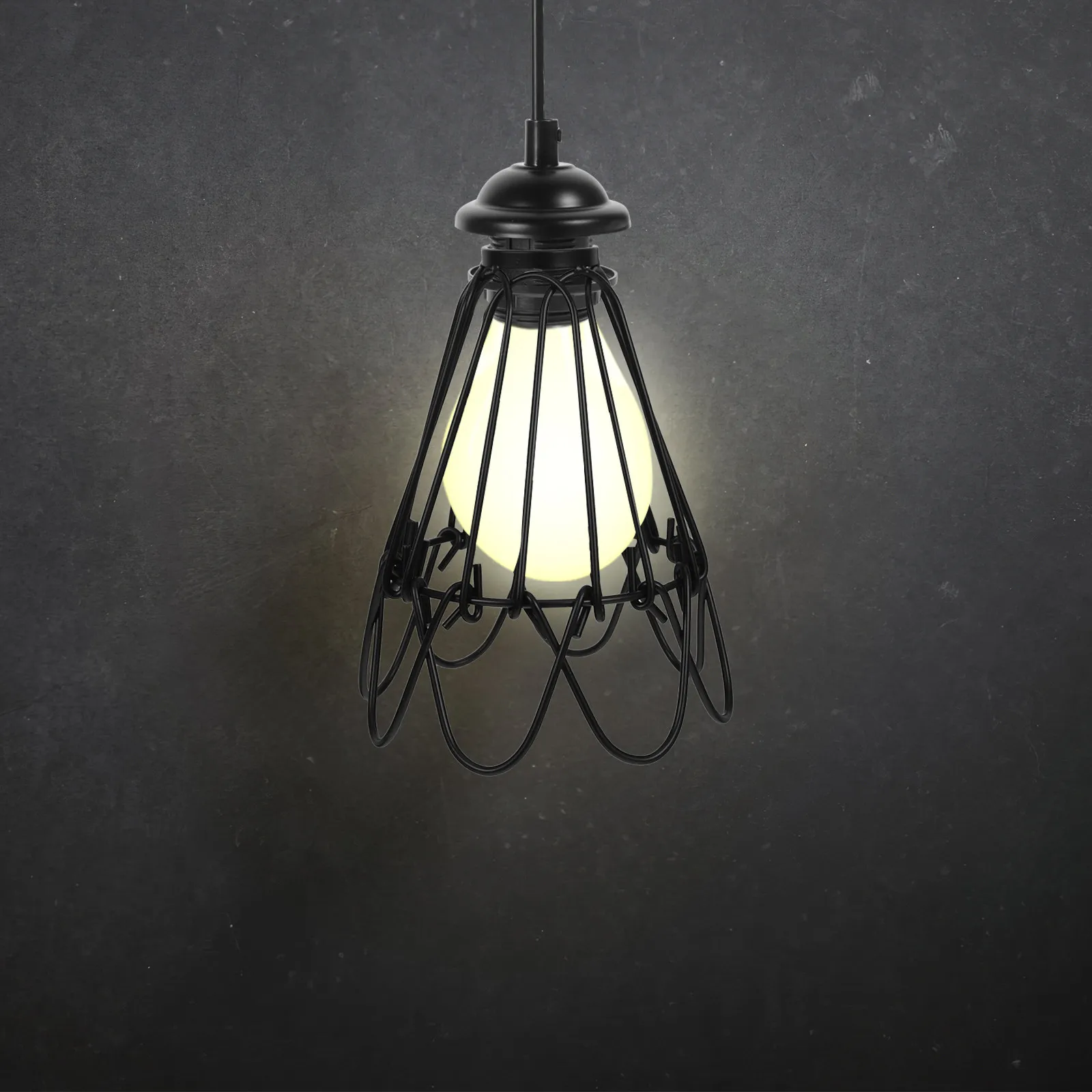 4Pcs Iron Art Lampshade Vintage Rustic Style Industrial Decorative Light Cage Chandelier Lampshade Deformed Flower Petals Black