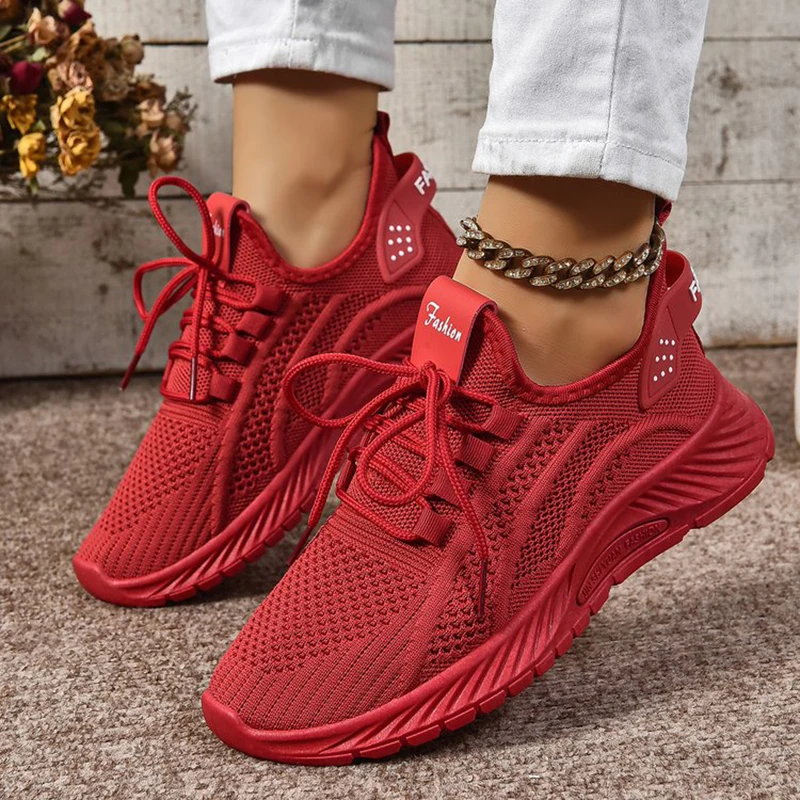 Soft Bottom Lace Up Women Sport Flats Shoes Leisure Breathable Tennise Lightweight Sneakers 2024 New Shallow Femmer Loafers