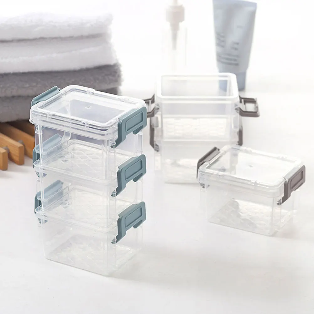 

6 pcs Clear Storage Boxes Square Containers Stackable Bins Lids Jewelry Organizer Desktop Case Plastic Makeup Travel