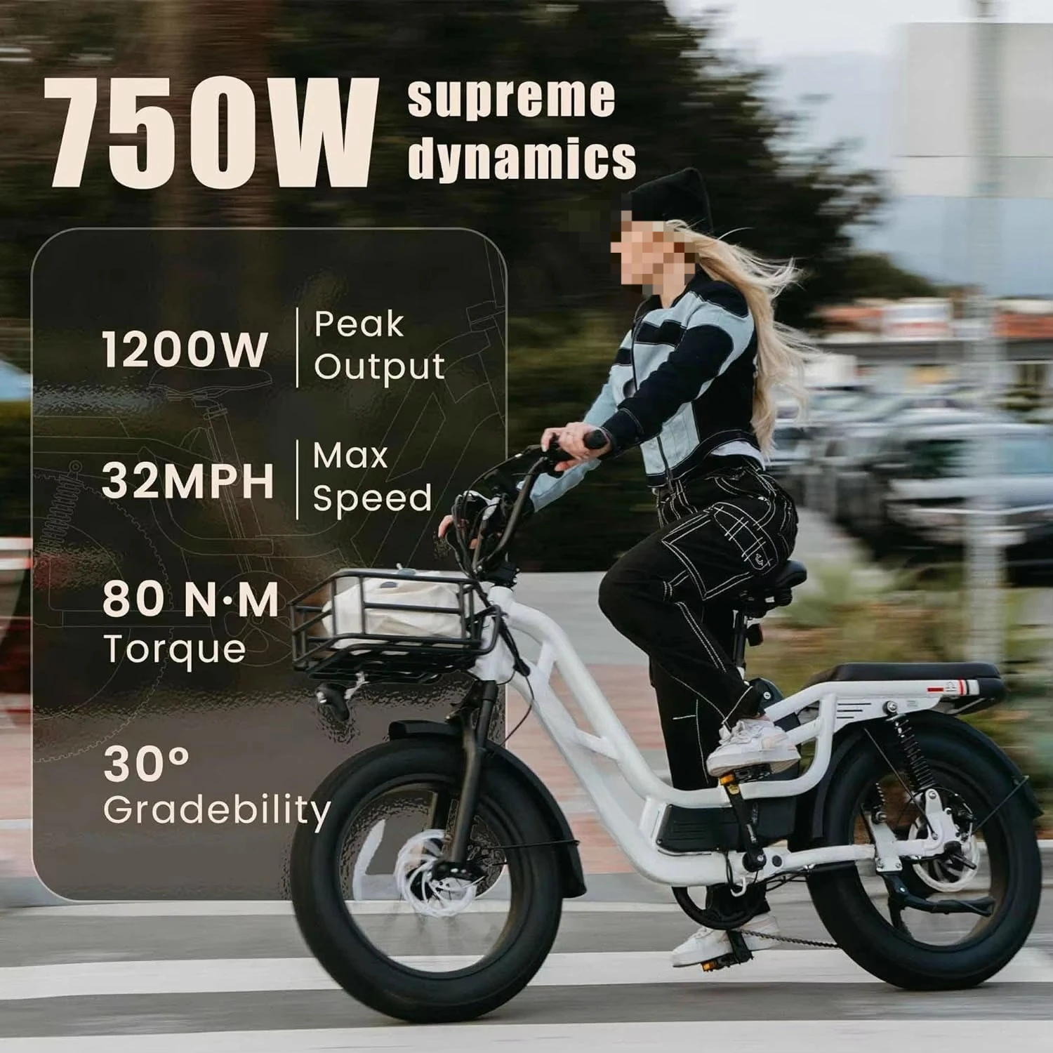 

Libra US Stock 750W 48V 20Ah Hydraulic Brake 400LBS Max Load Fat Tire Full Suspension 2 Seats Electric City Bike