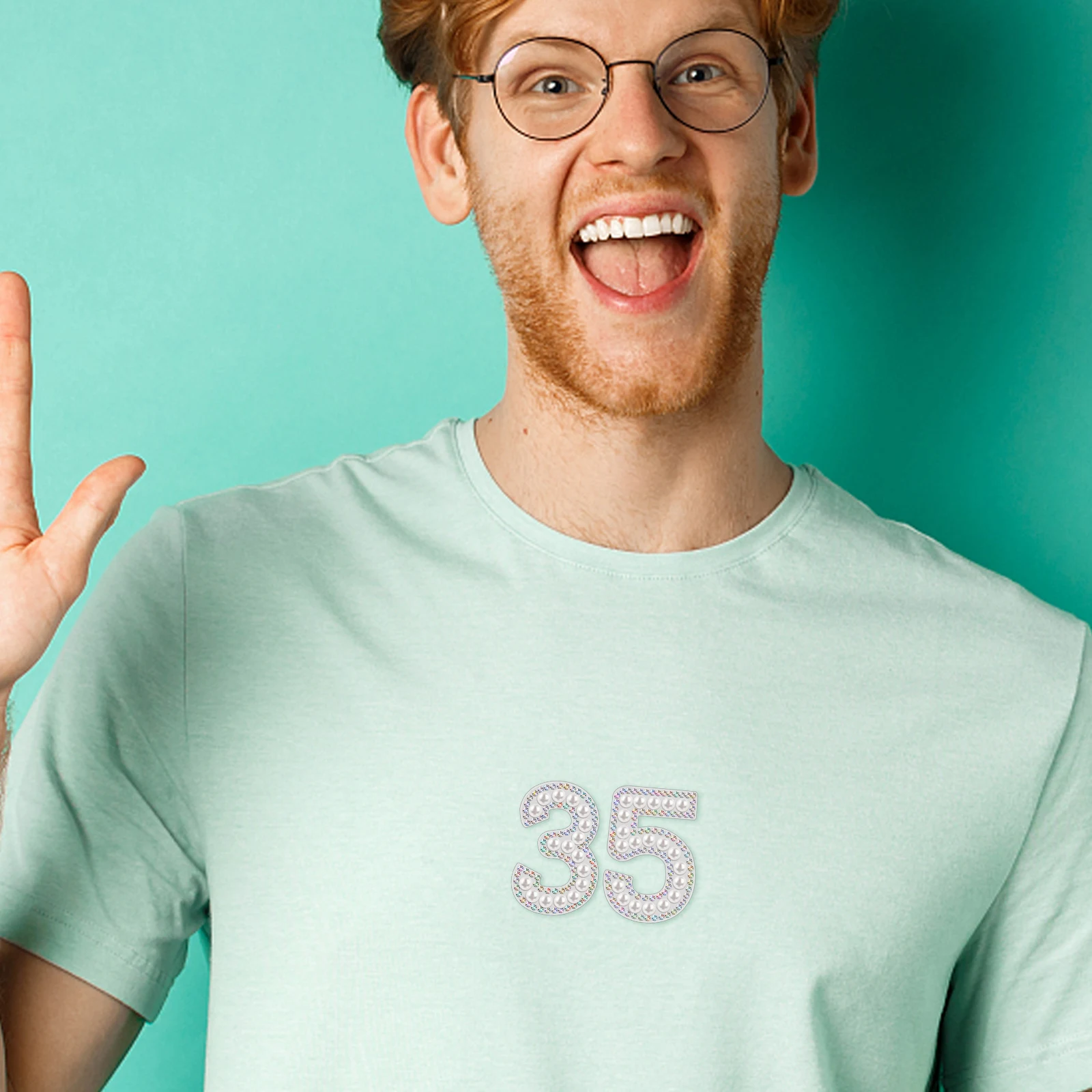 

10 pcs Pearl Rhinestone Iron On Patch 0-9 Glitter Number Appliques Faux Pearl Bling Sticker For Clothing Jeans Bags Craft Sewing