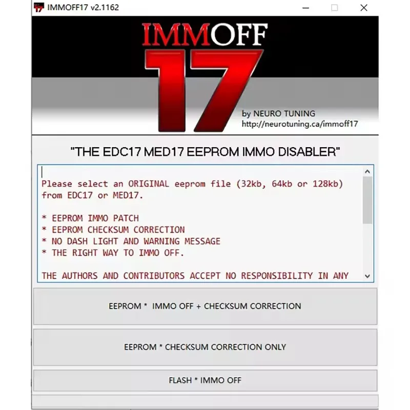 IMMO OFF 17 IMMOFF17 Software Activate Version EDC17 MED 17 Immo Off Ecu EEPROM IMMO PATCH Checksum Correction To IMMO OFF Flash