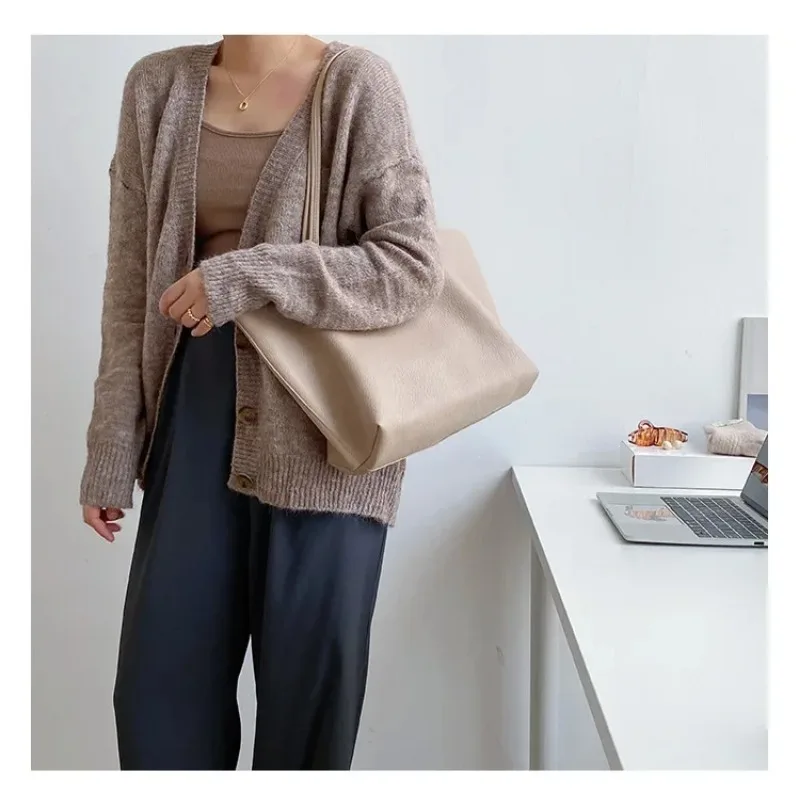 Sac à Main en Cuir PU de Grande Capacité pour Femme, Fourre-Tout Solide de Bonne Qualité, Petit Sac Bandoulière