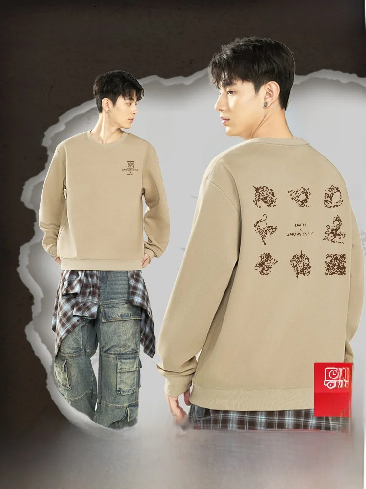 

Уютная толстовка Snow Flng с круглым вырезом и длинными рукавами, повседневная одежда с принтом, молодежная, на весну-осень