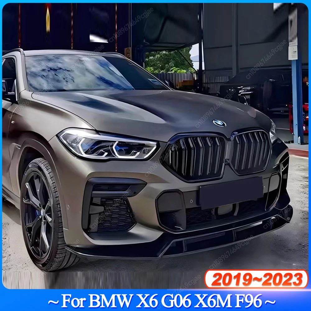 

Для BMW X6 G06 M50i M50d X6M F96 2019-2023 Решетка переднего бампера с двойной планкой, глянцевая черная сменная гоночная решетка, автоаксессуары