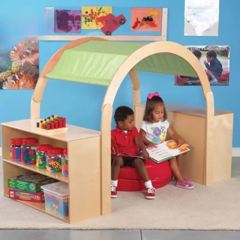 Indoor and outdoor wooden folding study preschool reading set furniture kindergarten day care