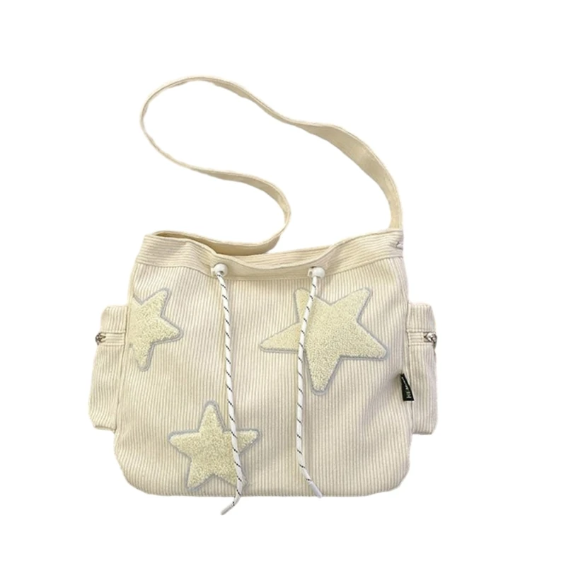 Stylish Corduroy Shoulder Bag with Star Pendant Crossbody Bags Perfect for Daily Outings Dropship