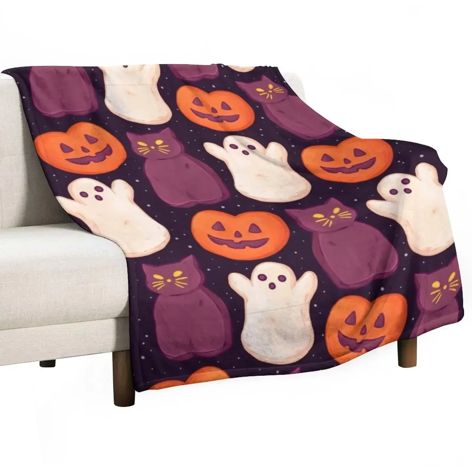 Halloween Marshmallows Dark Throw Blanket Blankets For Baby Sofa Throw Vintage Blankets