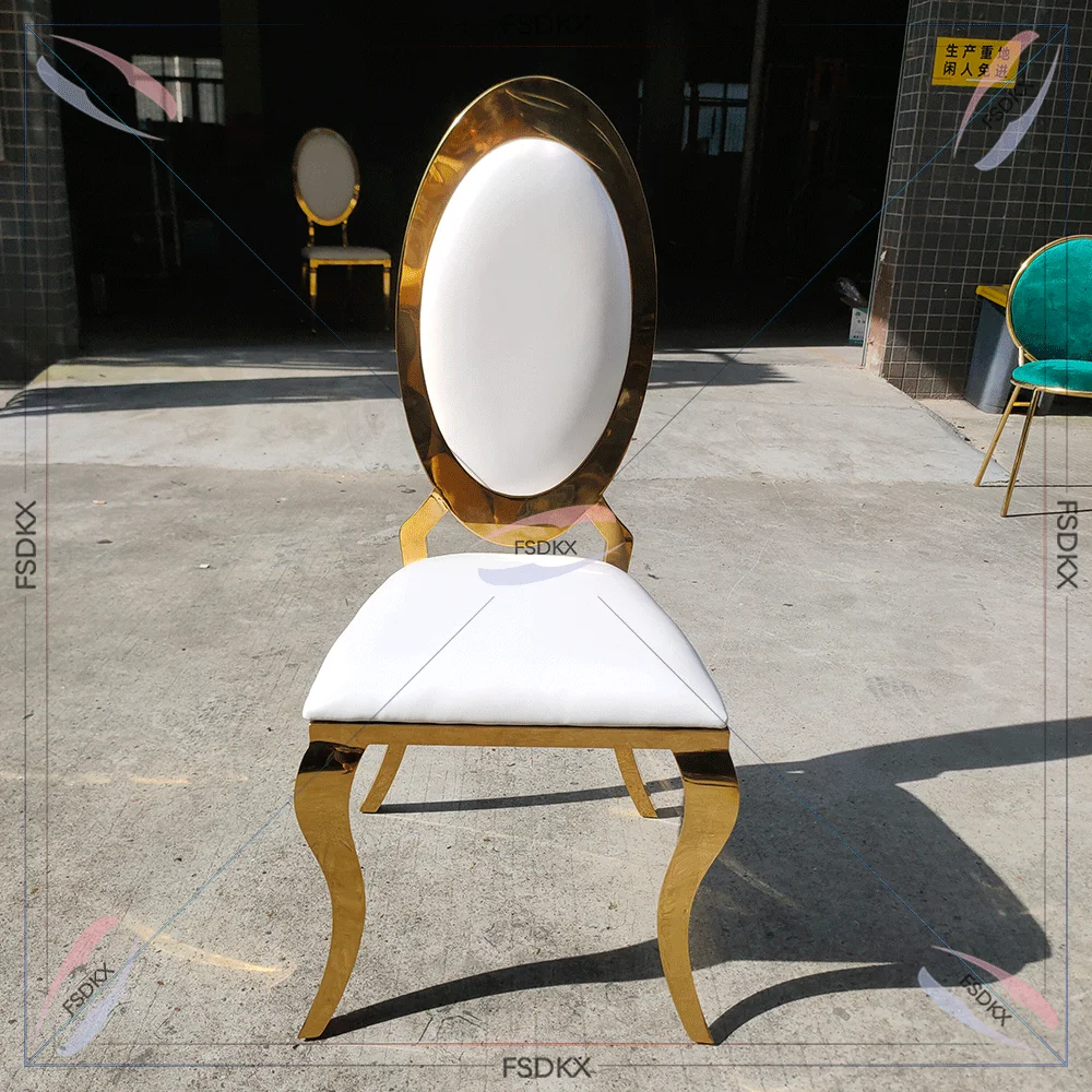 Wholesale Luxury Hotel Event Banquet Conference Furniture Golden Stainless Steel Chair Stackable Chairs